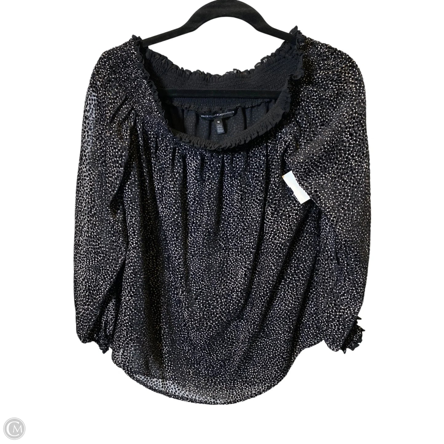 Top Long Sleeve By White House Black Market In Black & Tan, Size: M