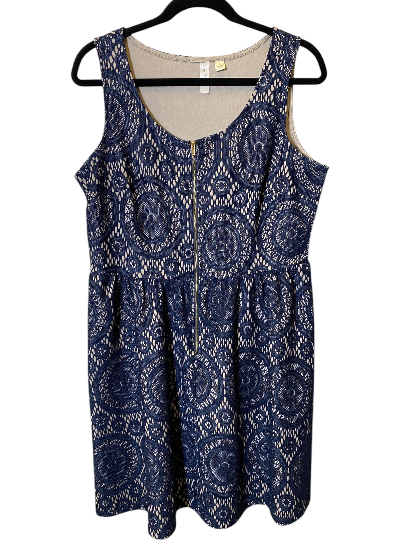 Dress Casual Midi By Tacera In Blue & Tan, Size: L