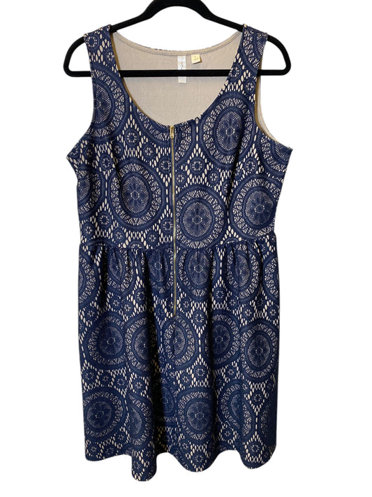 Dress Casual Midi By Tacera In Blue & Tan, Size: L