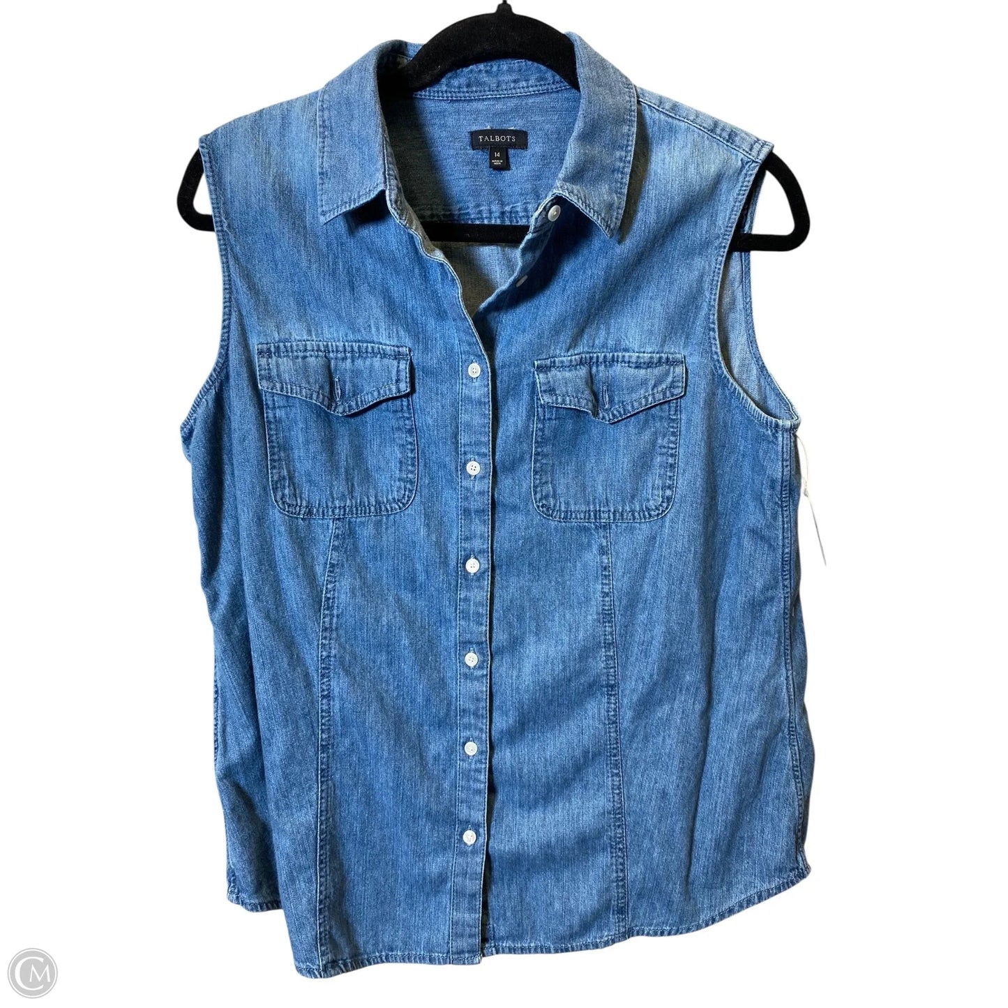 Top Sleeveless By Talbots In Blue Denim, Size: 14