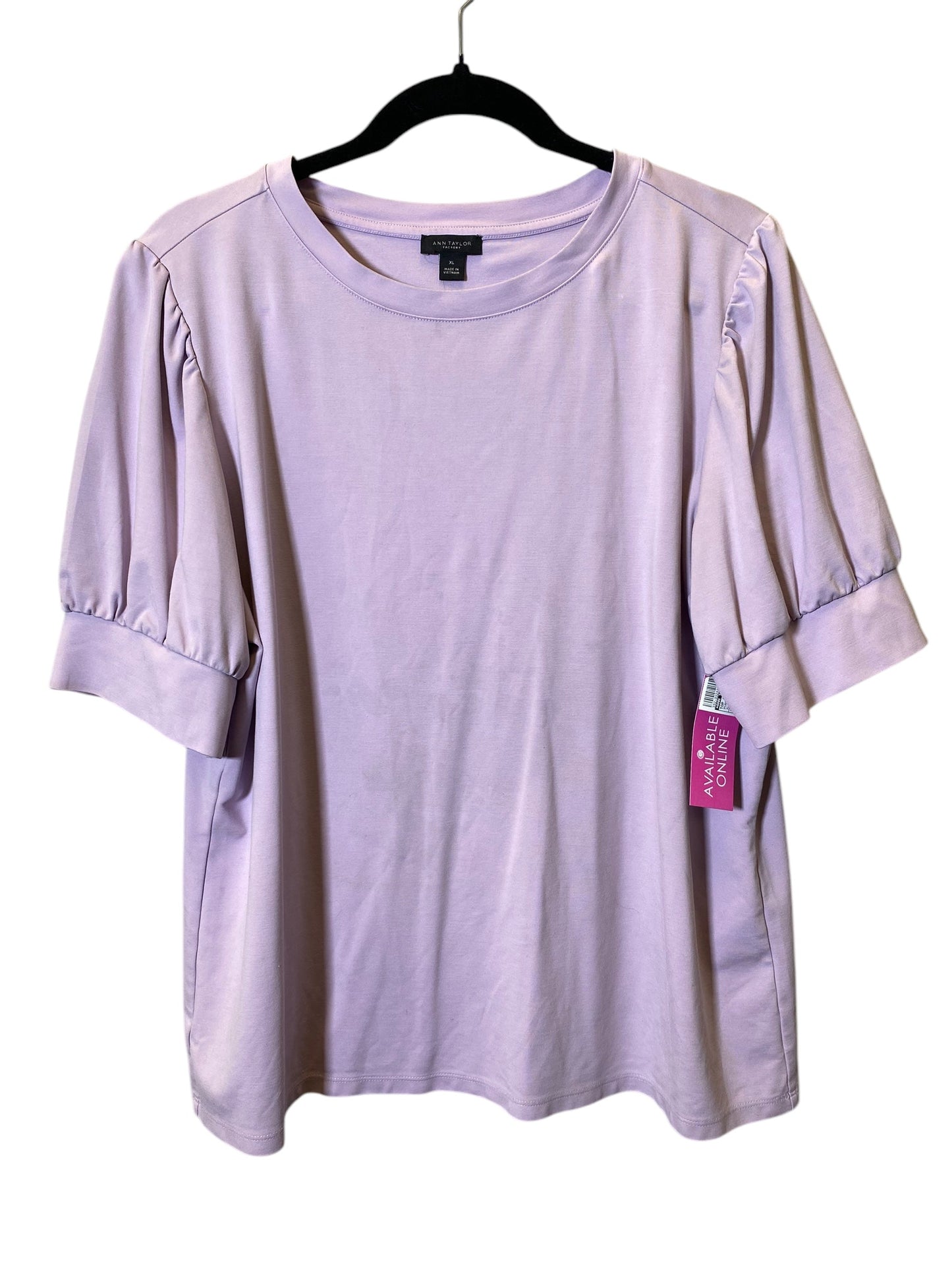 Top Short Sleeve By Ann Taylor In Purple, Size: Xl