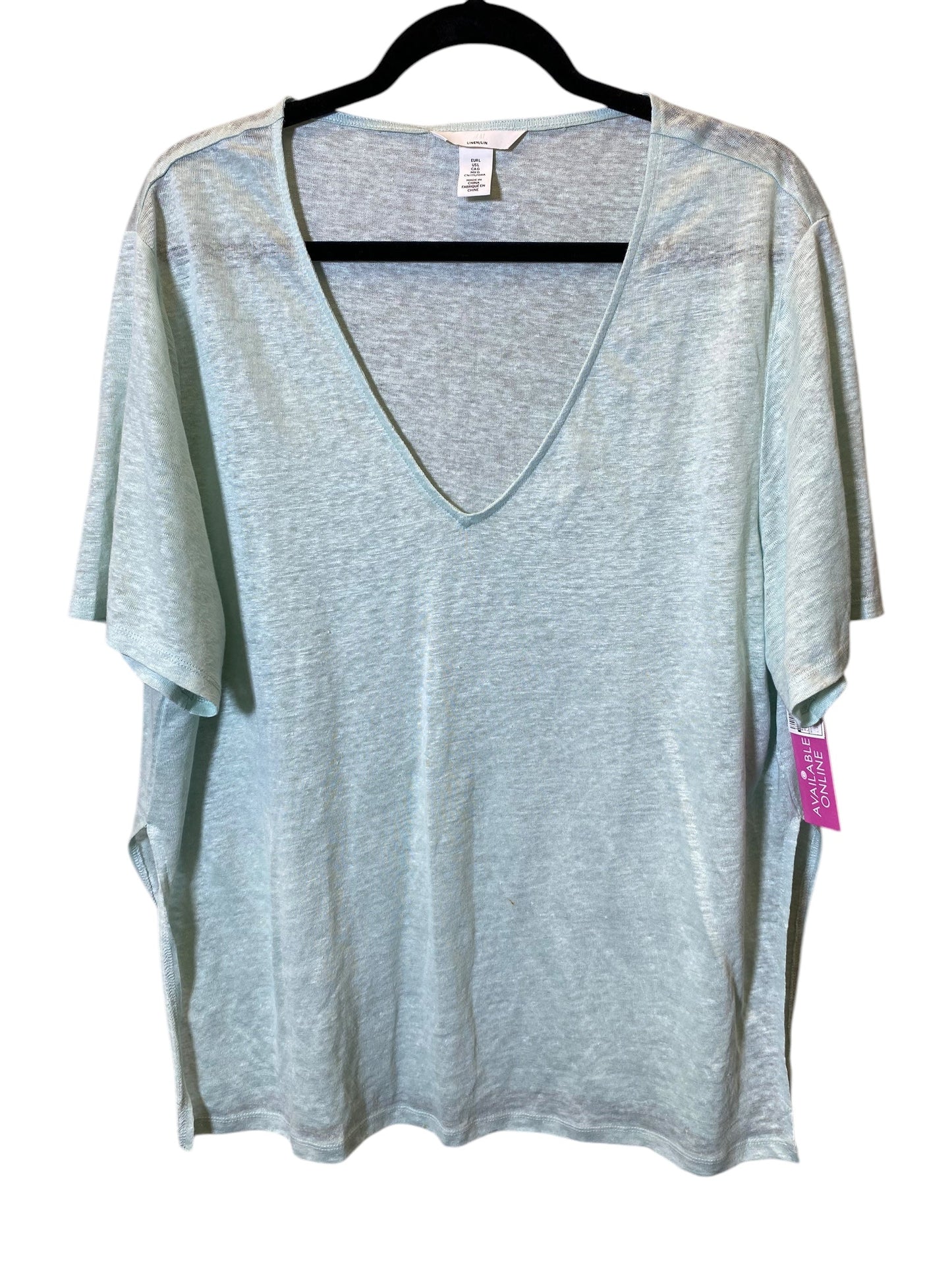 Top Short Sleeve By H&m In Green, Size: L