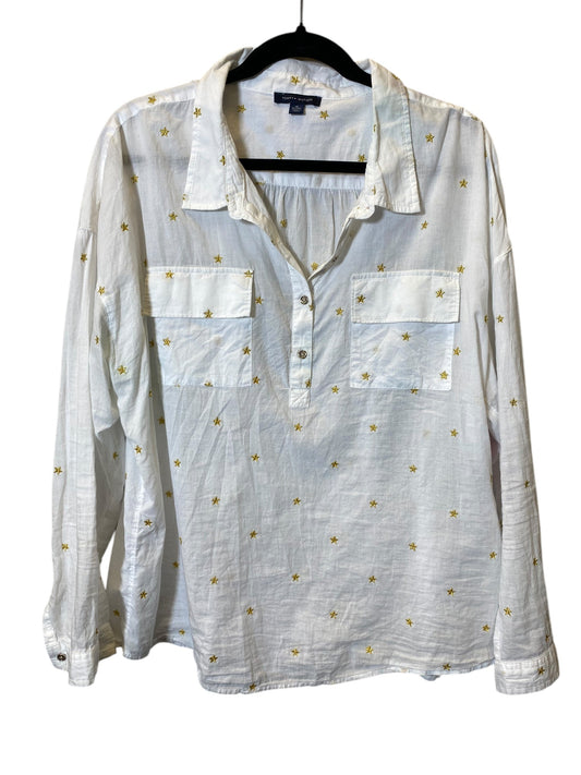 Top Long Sleeve By Tommy Hilfiger In Gold & White, Size: Xl