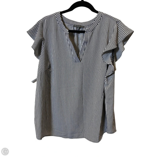 Top Short Sleeve By Adrianna Papell In Black & White, Size: 1x
