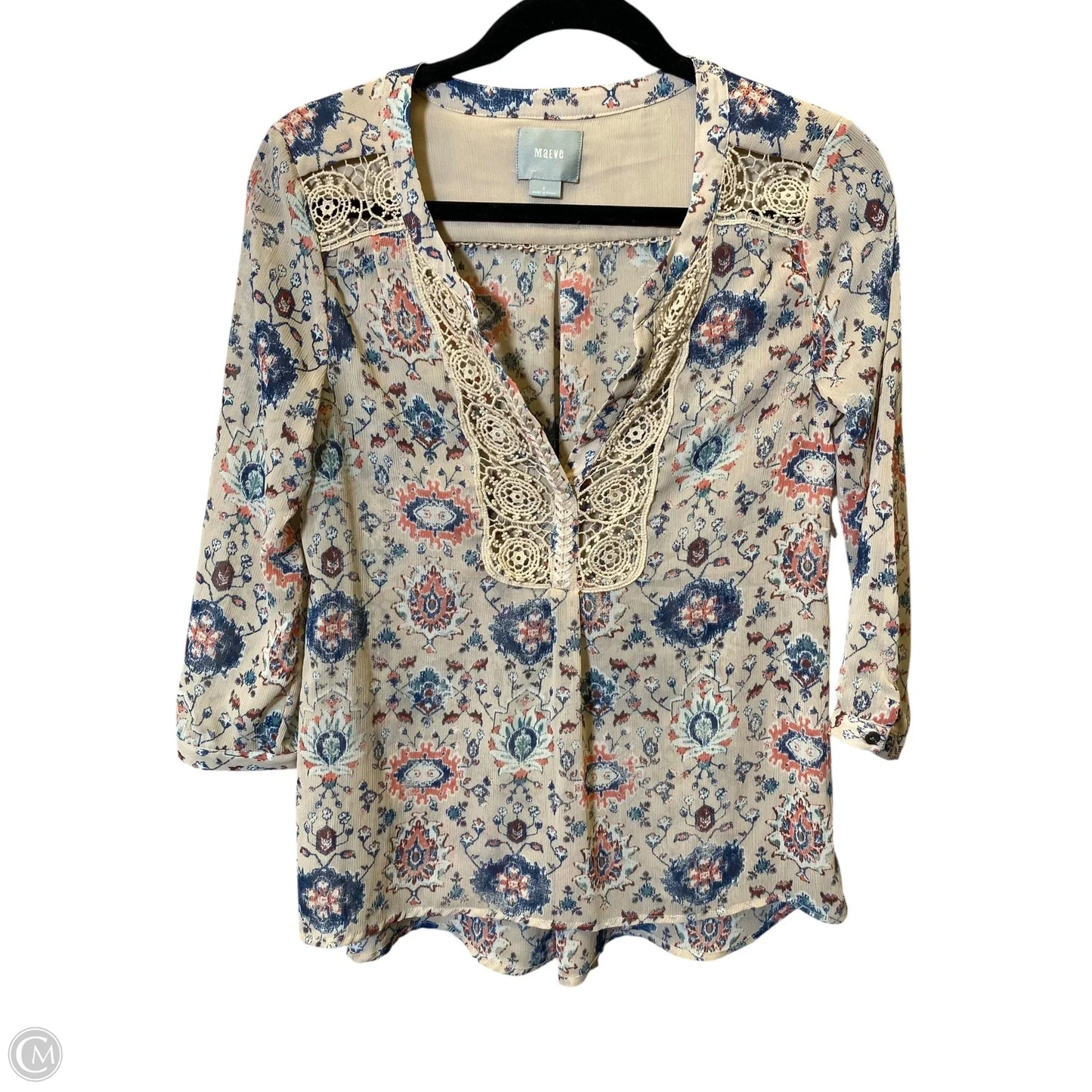 Top 3/4 Sleeve By Maeve In Multi-colored, Size: 2