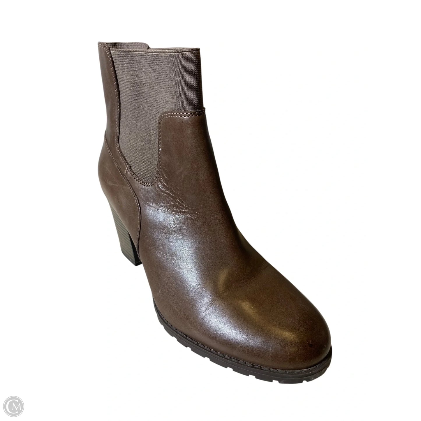 Boots Ankle Heels By Clarks In Brown, Size: 10