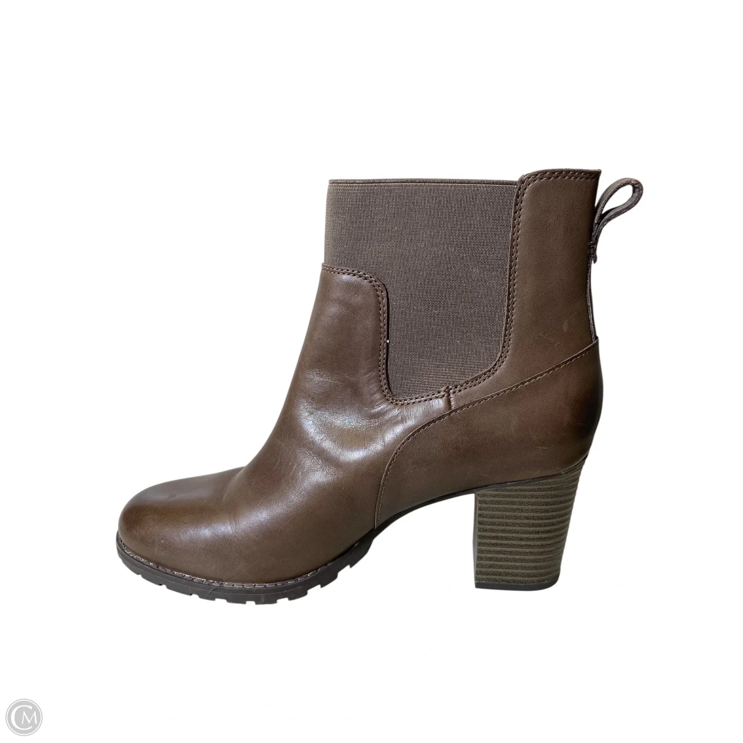 Boots Ankle Heels By Clarks In Brown, Size: 10