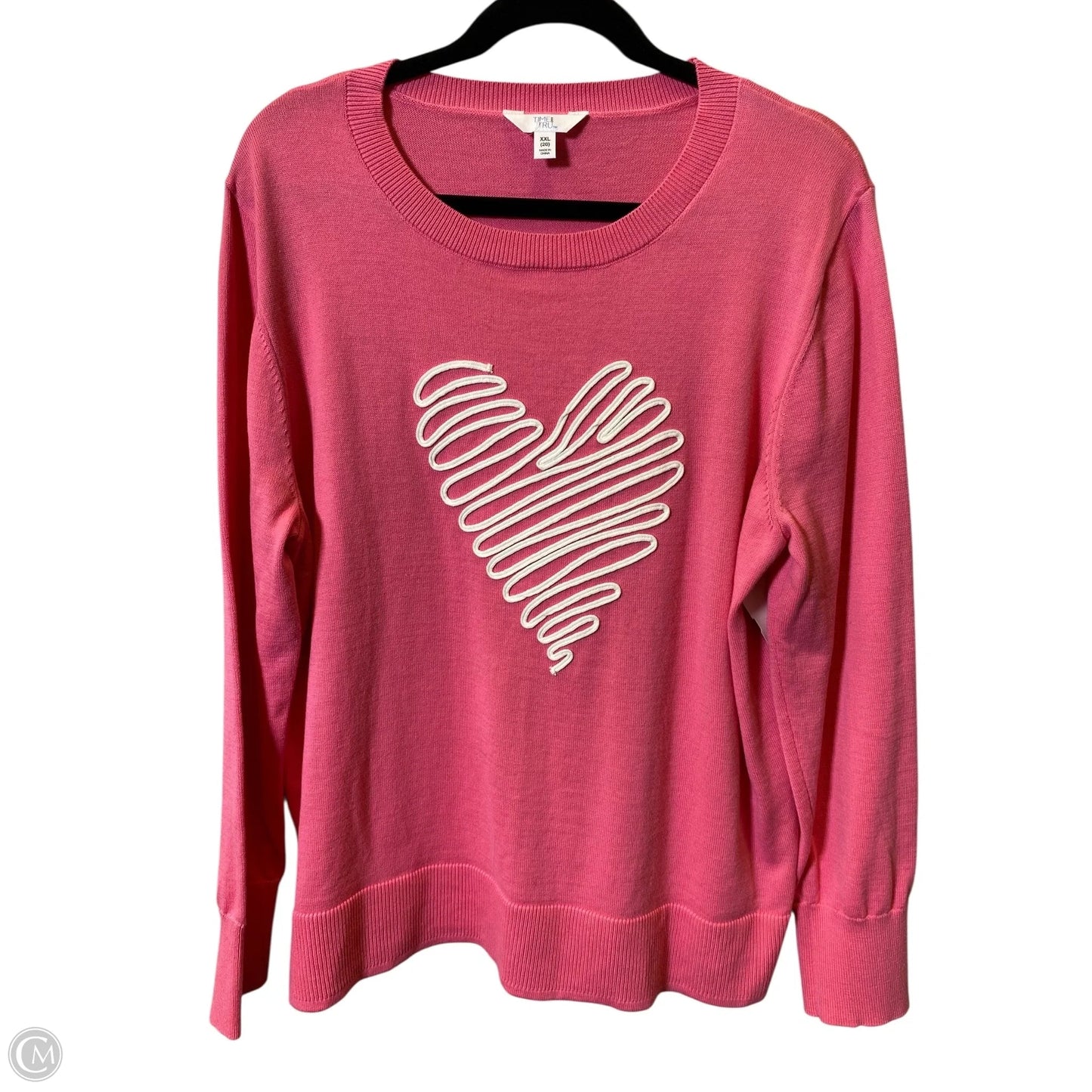 Sweater By Time And Tru In Pink & White, Size: Xxl