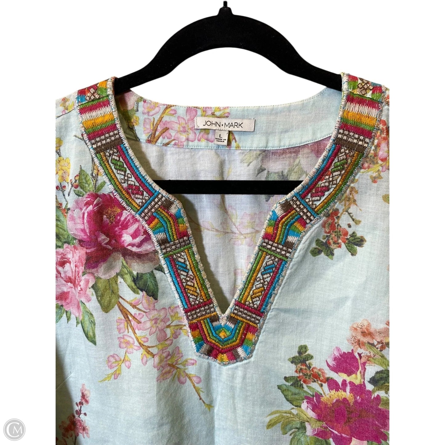 Top 3/4 Sleeve By John Mark In Multi-colored, Size: L