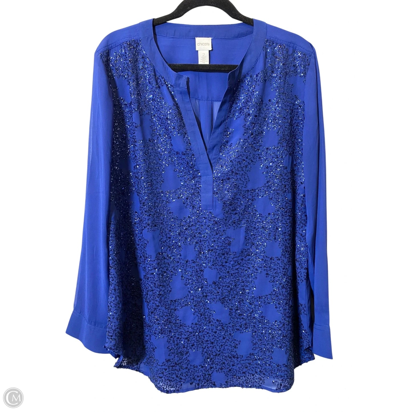 Top Long Sleeve By Chicos In Blue, Size: L