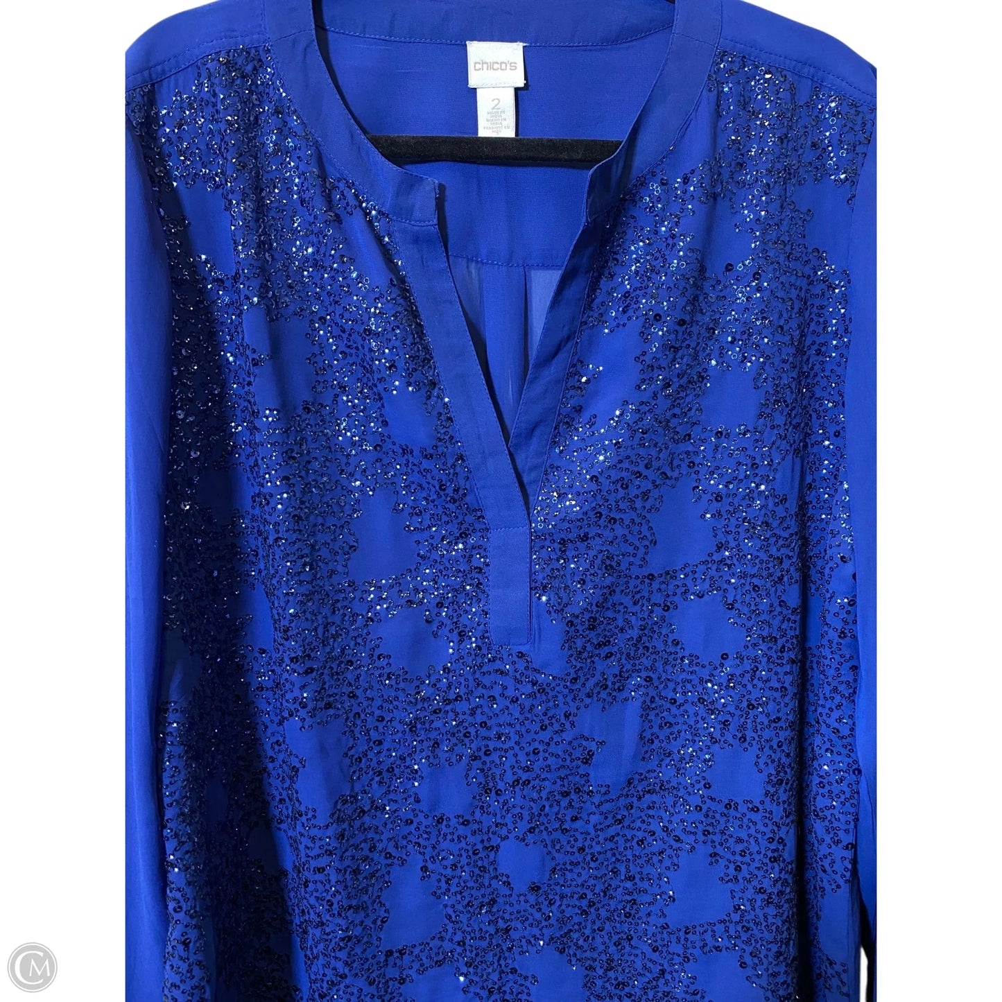 Top Long Sleeve By Chicos In Blue, Size: L