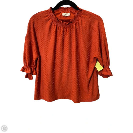 Top 3/4 Sleeve By Madewell In Orange, Size: S