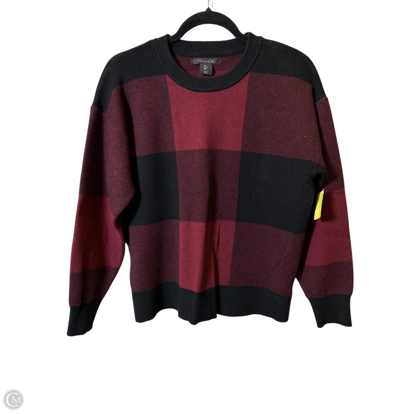 Sweater By Tahari In Black & Red, Size: L