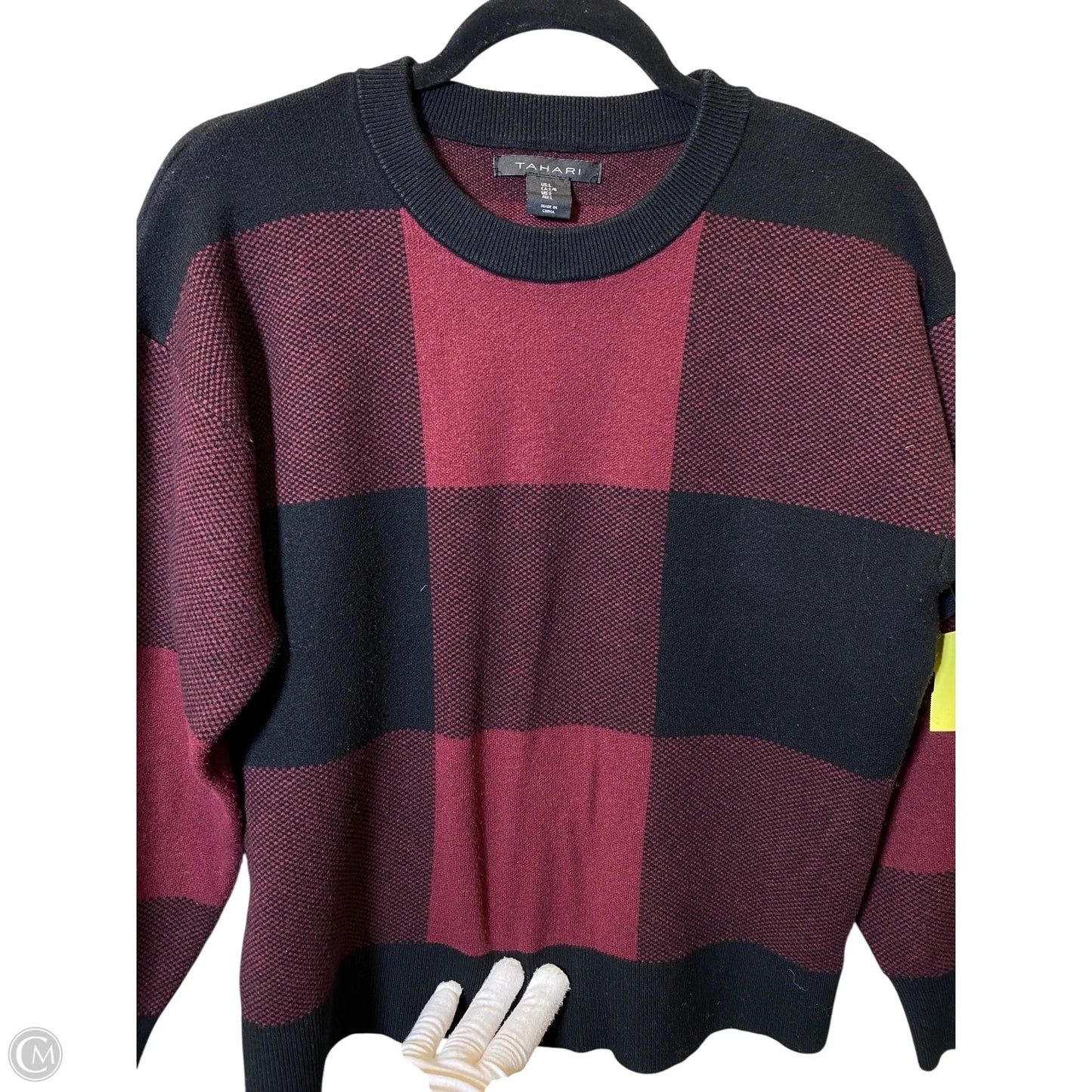 Sweater By Tahari In Black & Red, Size: L