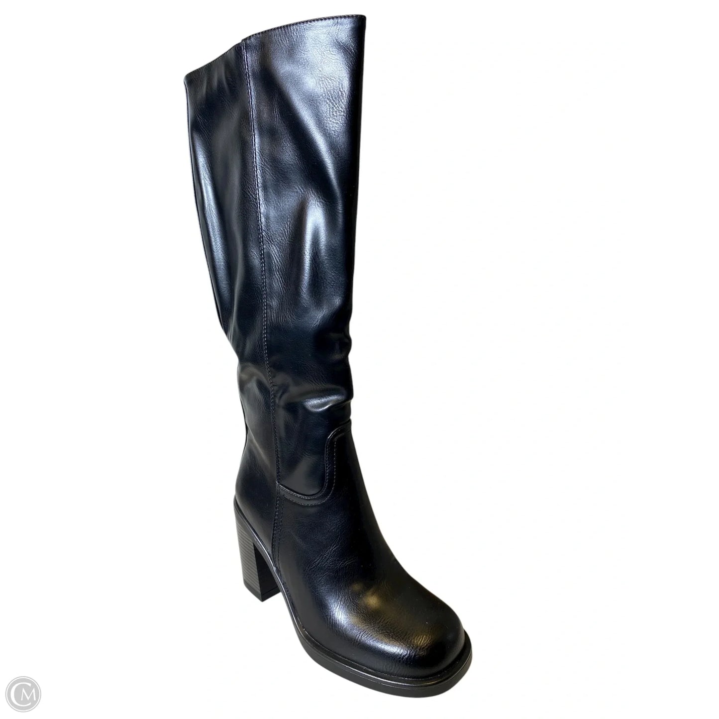 Boots Knee Heels By Clothes Mentor In Black, Size: 7.5