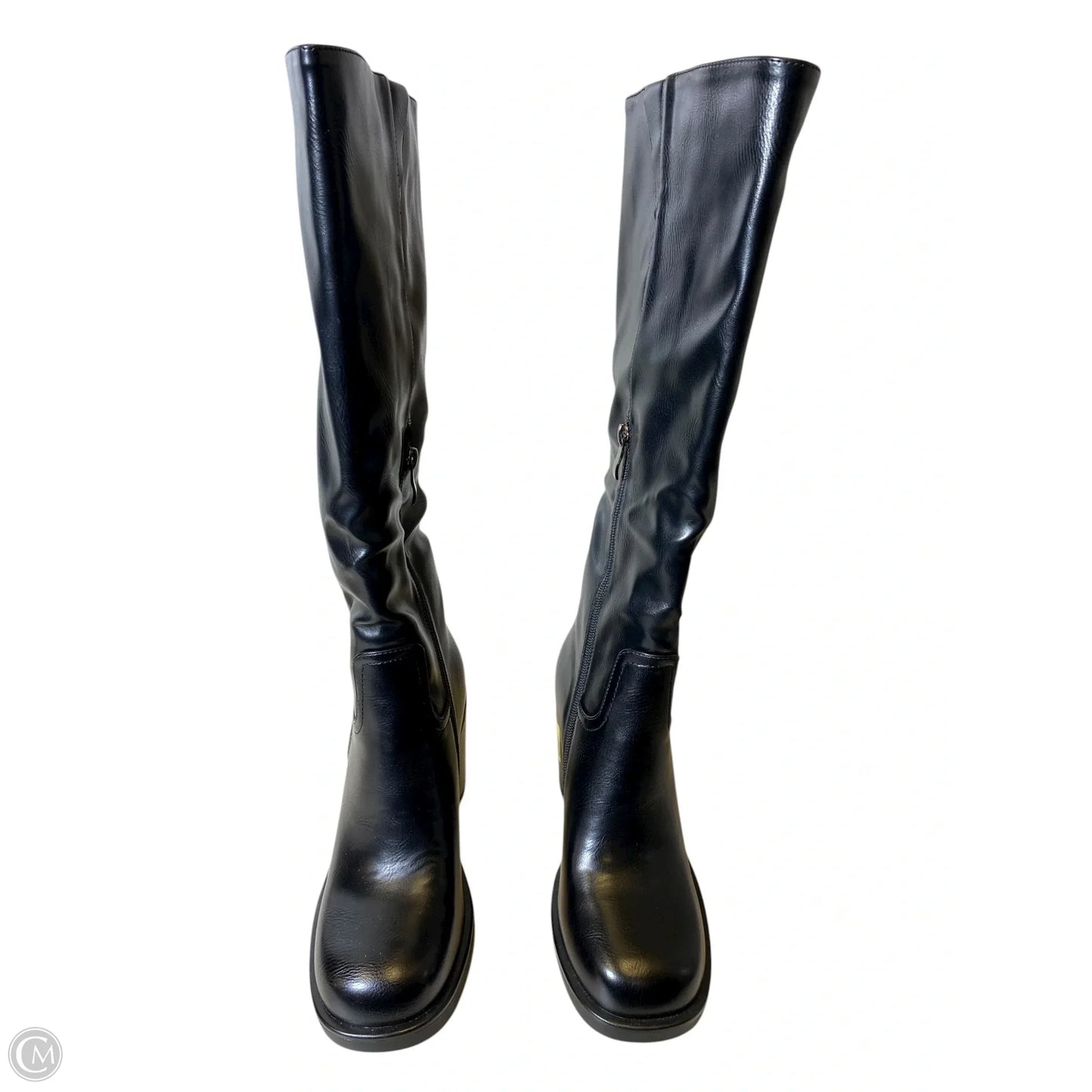 Boots Knee Heels By Clothes Mentor In Black, Size: 7.5