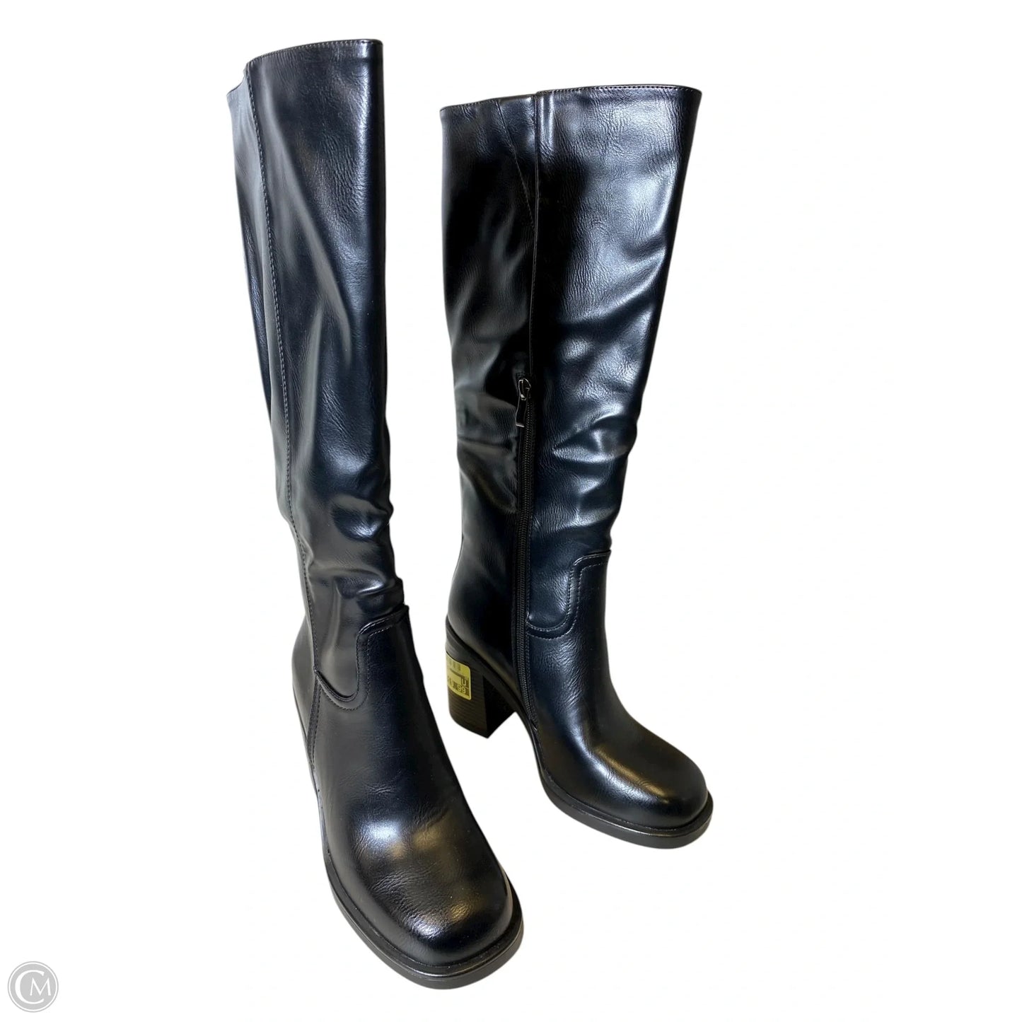 Boots Knee Heels By Clothes Mentor In Black, Size: 7.5