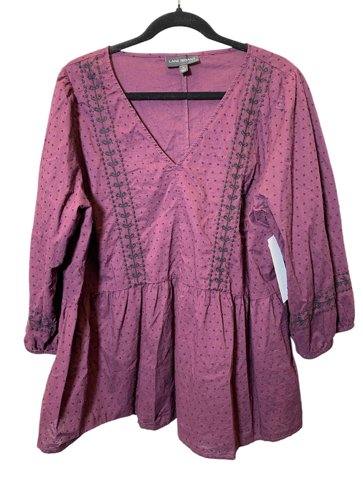 Top Long Sleeve By Lane Bryant In Maroon, Size: Xxl