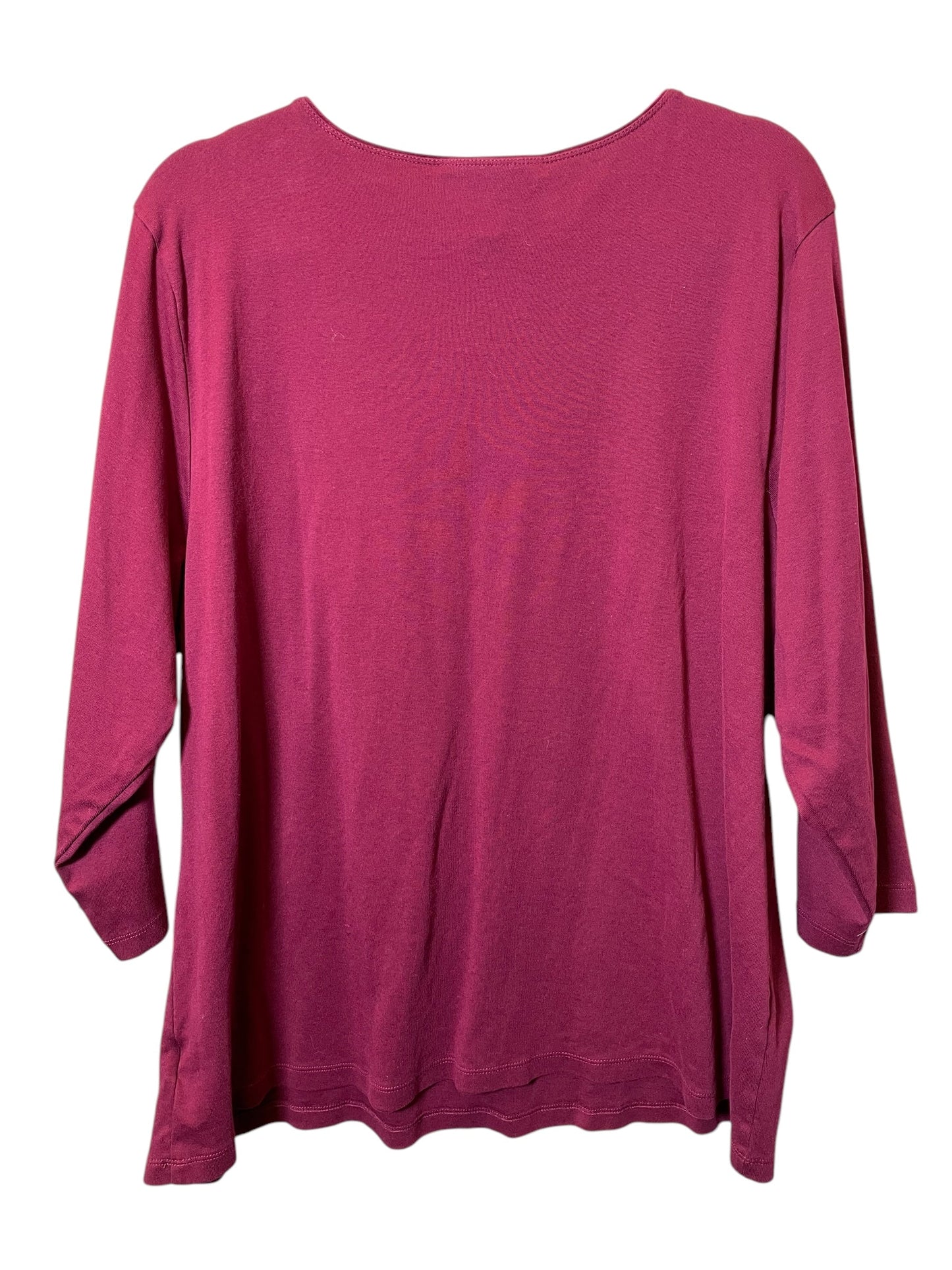 Top 3/4 Sleeve By Karen Scott In Maroon, Size: 3x