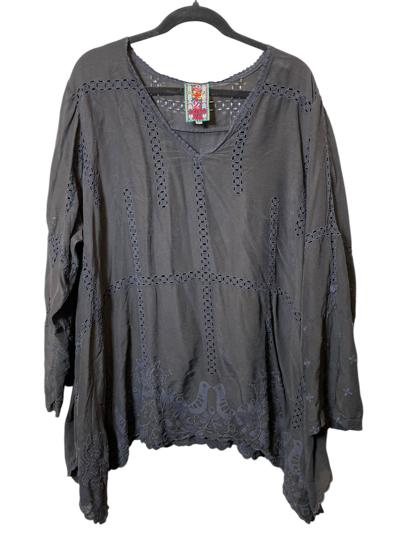 Top Long Sleeve Designer By Johnny Was In Black, Size: 3x