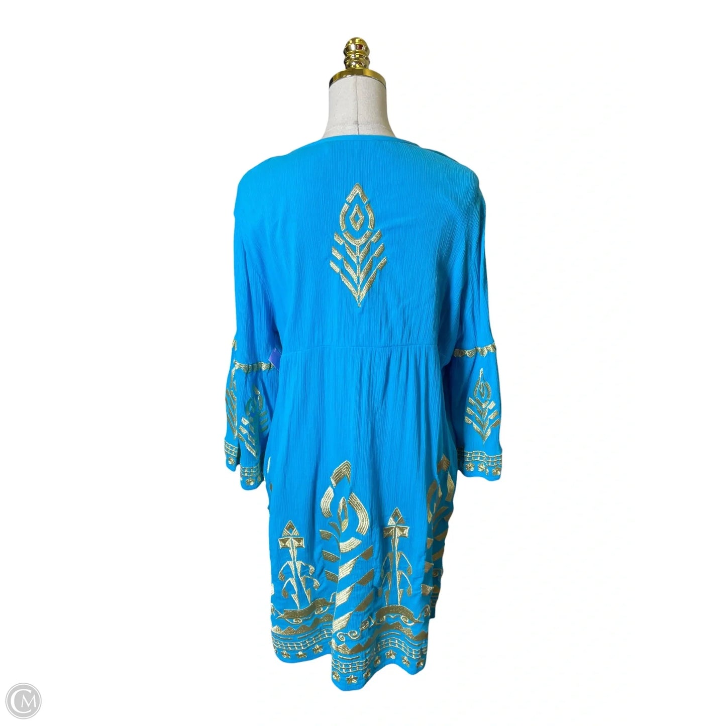 Dress Casual Midi By Soft Surroundings In Blue & Gold, Size: L