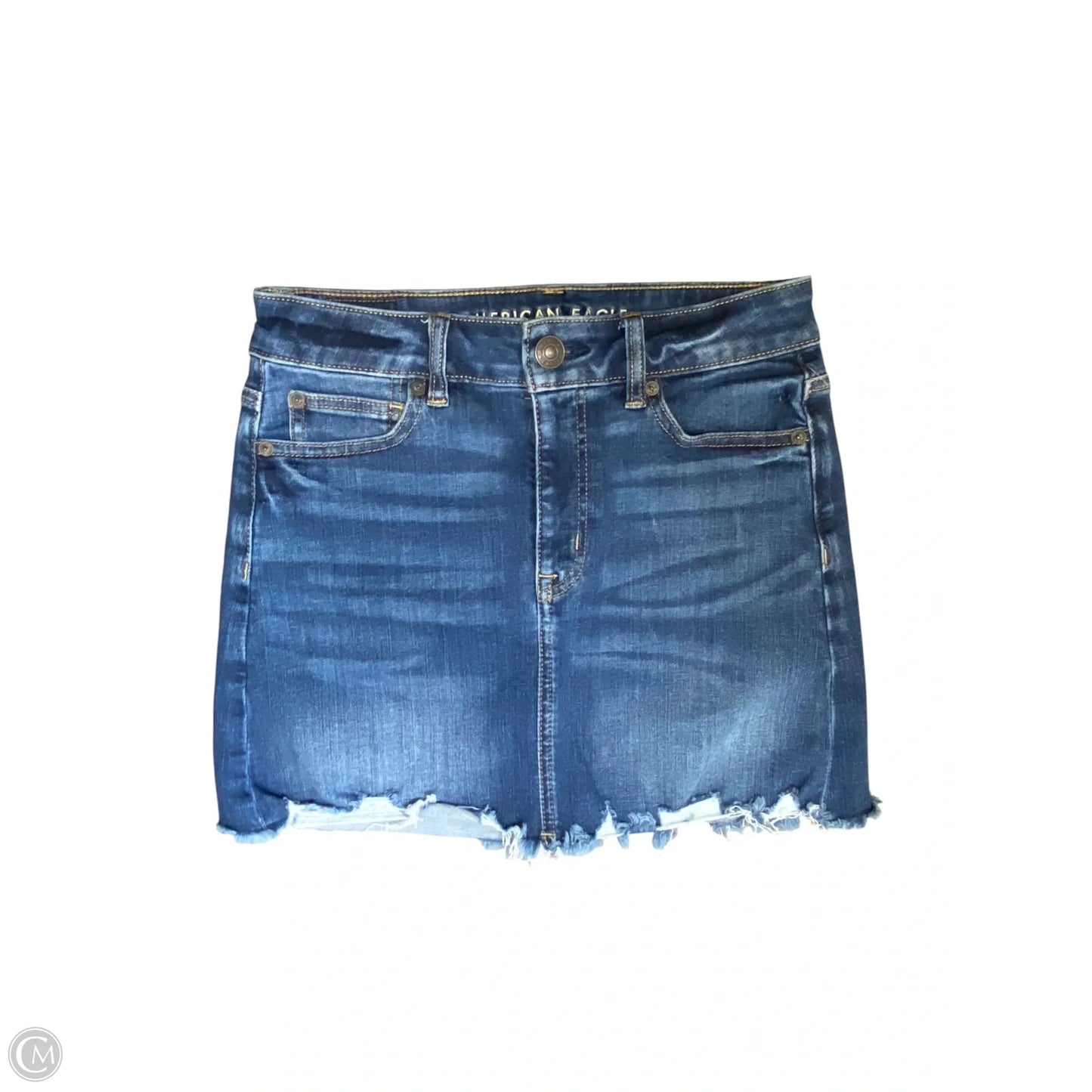 Skirt Midi By American Eagle In Blue Denim, Size: 2