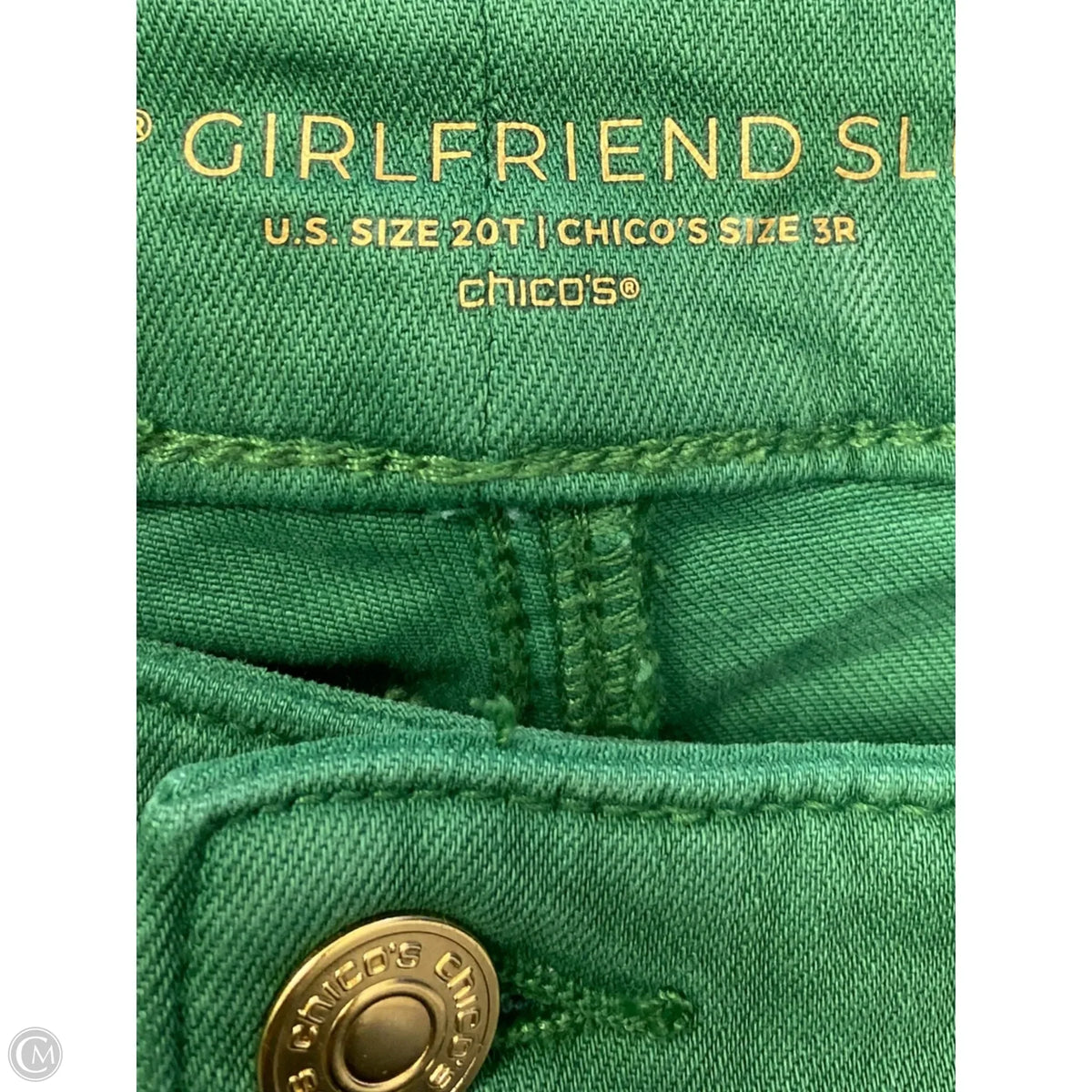 Jeans Straight By Chicos In Green Denim, Size: 20