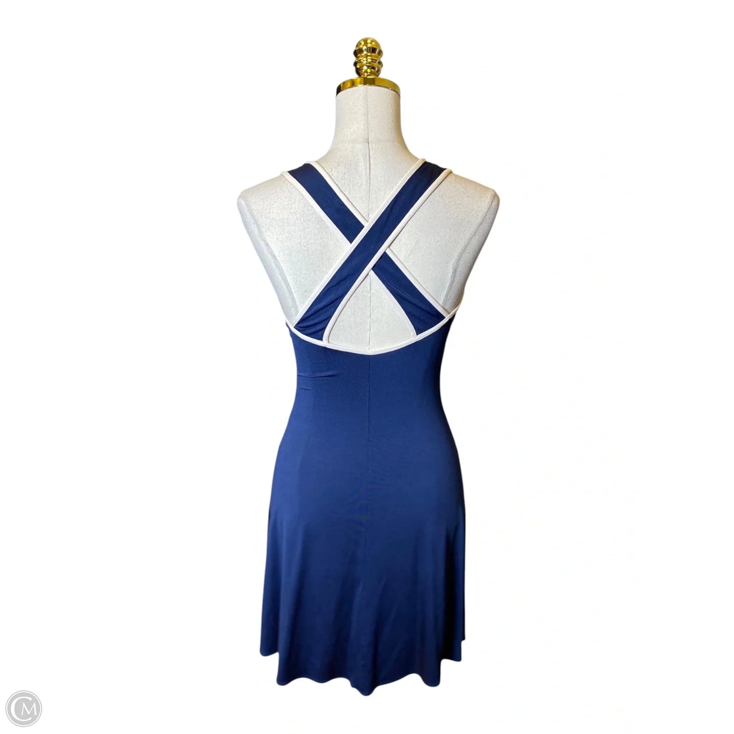 Dress Casual Midi By Clothes Mentor In Blue & White, Size: S