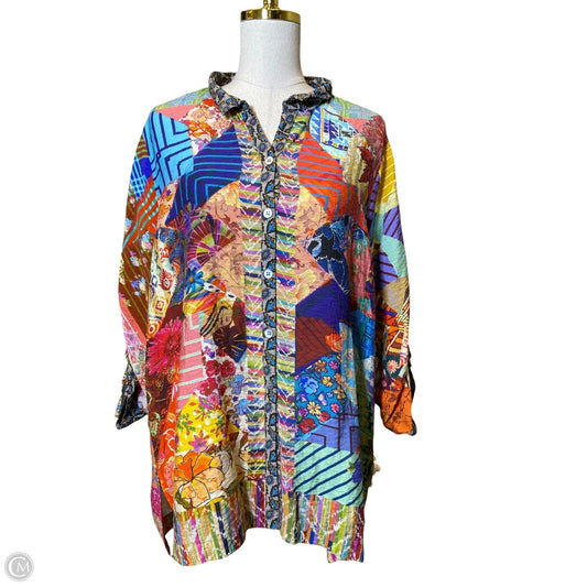 Top 3/4 Sleeve By John Mark In Multi-colored, Size: 1x
