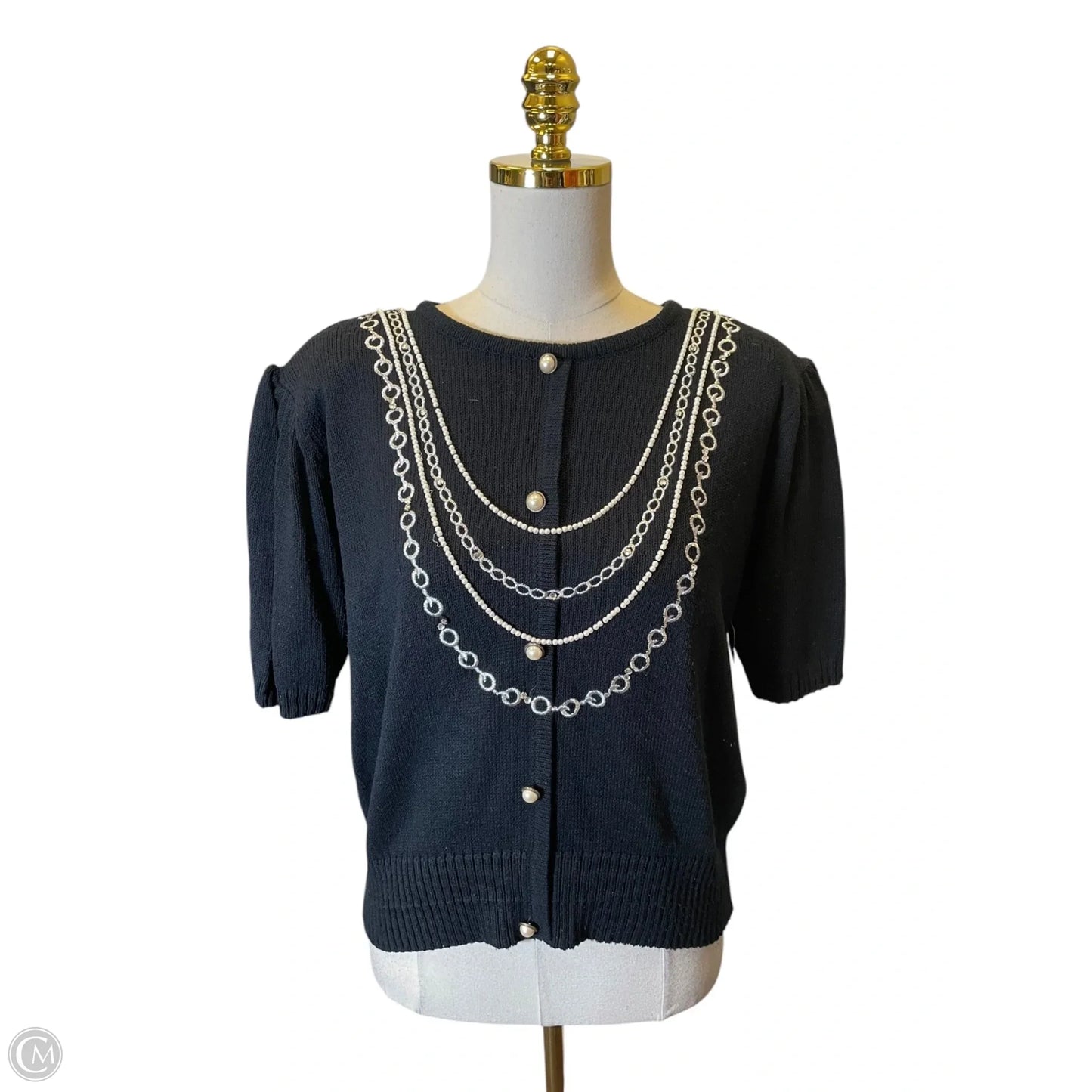 Cardigan By Chaus In Black & White, Size: L