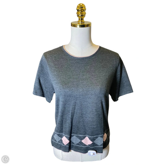 Top Short Sleeve By Tahari In Grey & Pink, Size: 14p