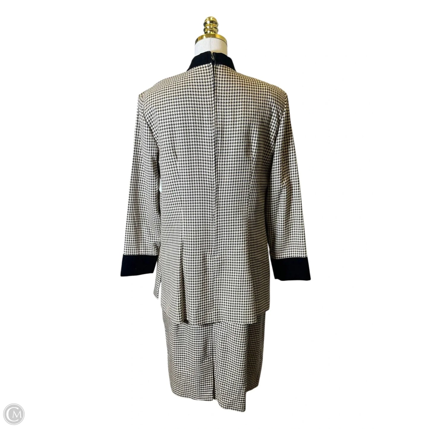 Dress Casual Midi By Leslie Fay In Black & Tan, Size: 14