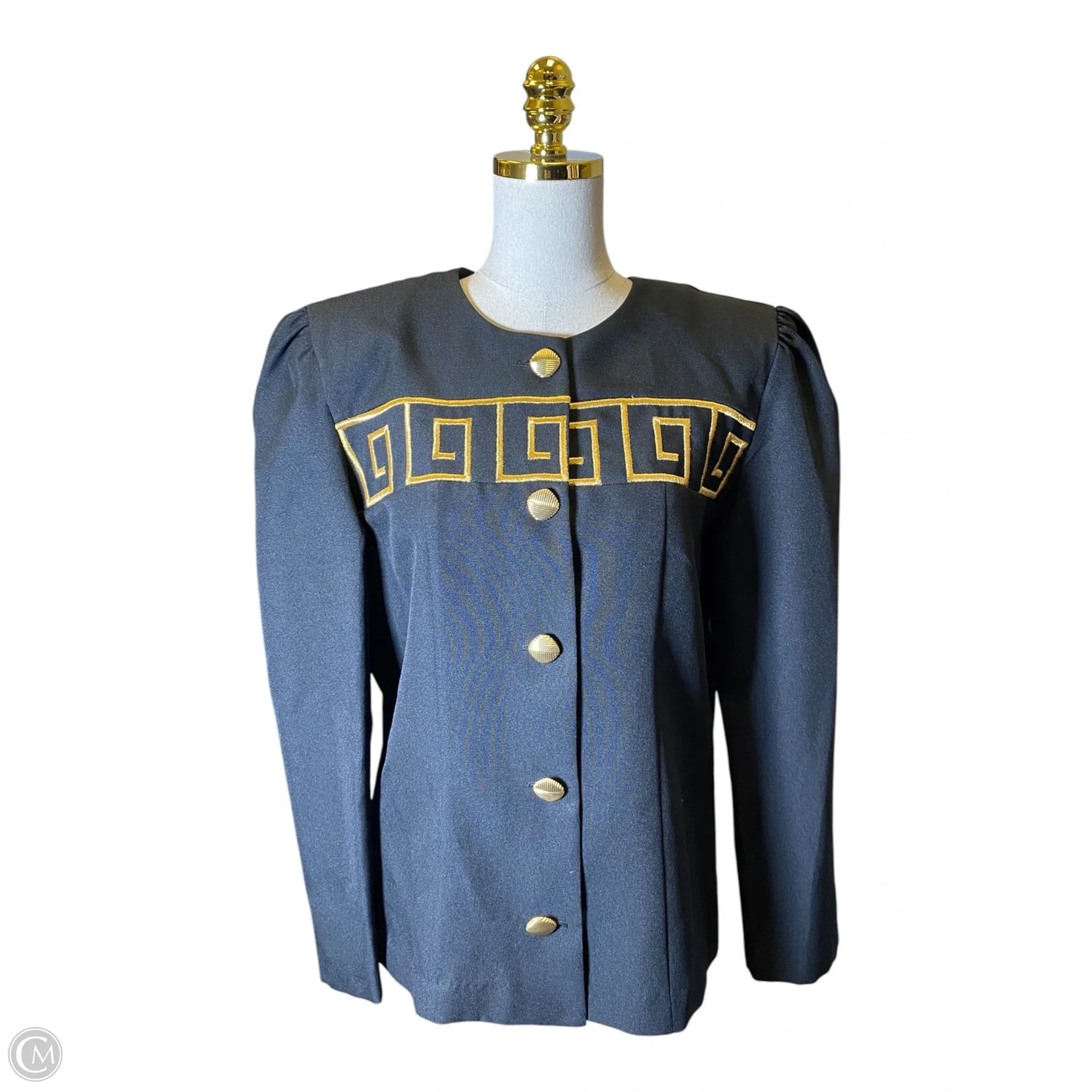 Blazer By Clothes Mentor In Black & Gold, Size: 14
