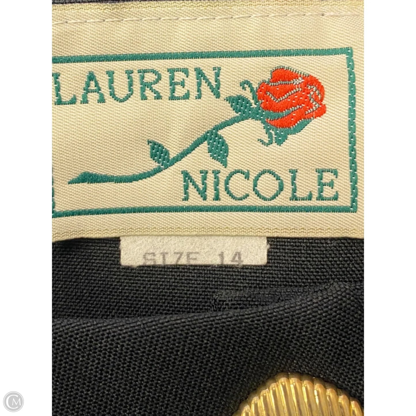 Blazer By Clothes Mentor In Black & Gold, Size: 14