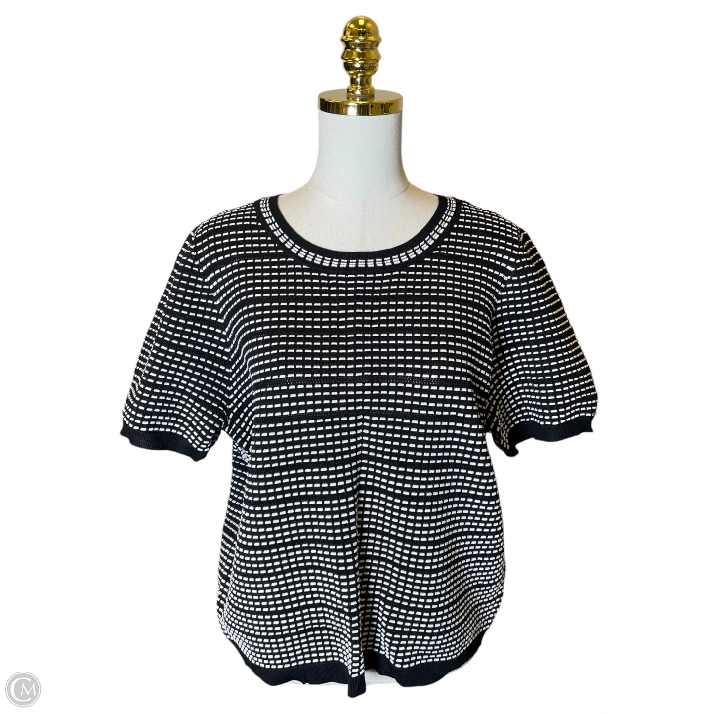 Top Short Sleeve By Liz Claiborne In Black & White, Size: Xl