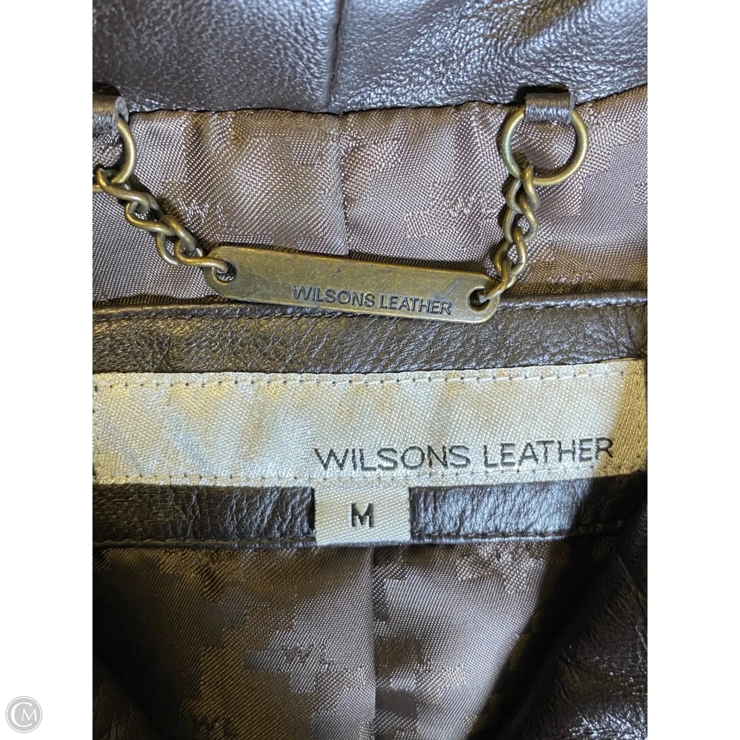Jacket Leather By Wilsons Leather In Brown, Size: M