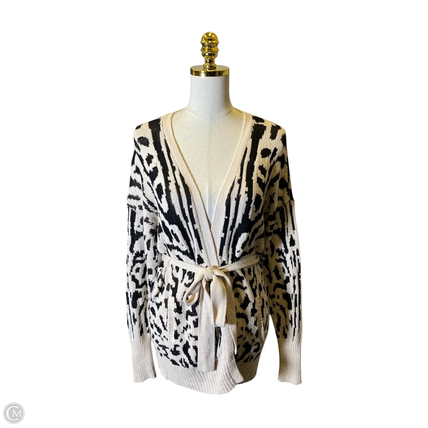 Cardigan By Express In Black & Tan, Size: M