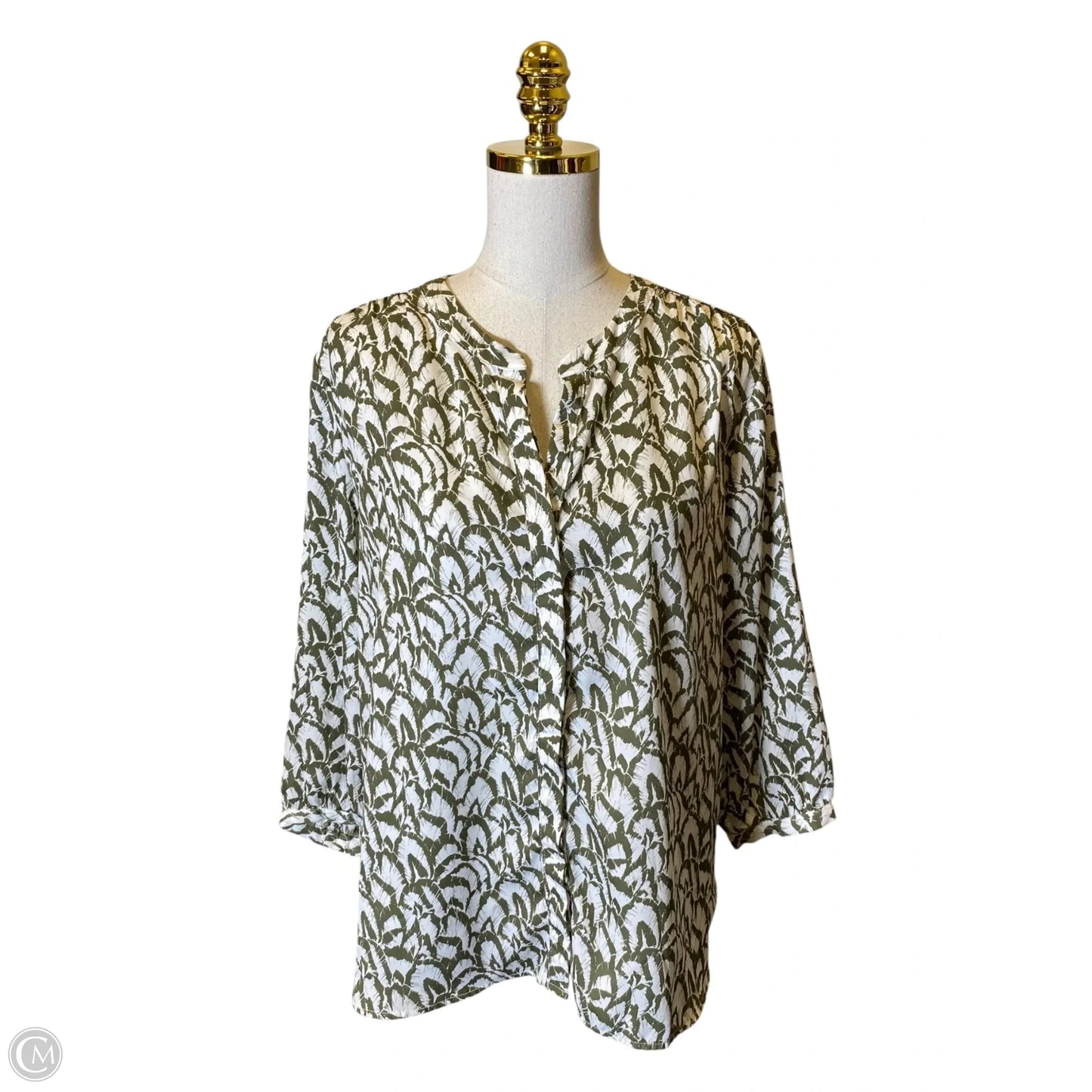 Top Long Sleeve By Jachs Girlfirend In Green & White, Size: L