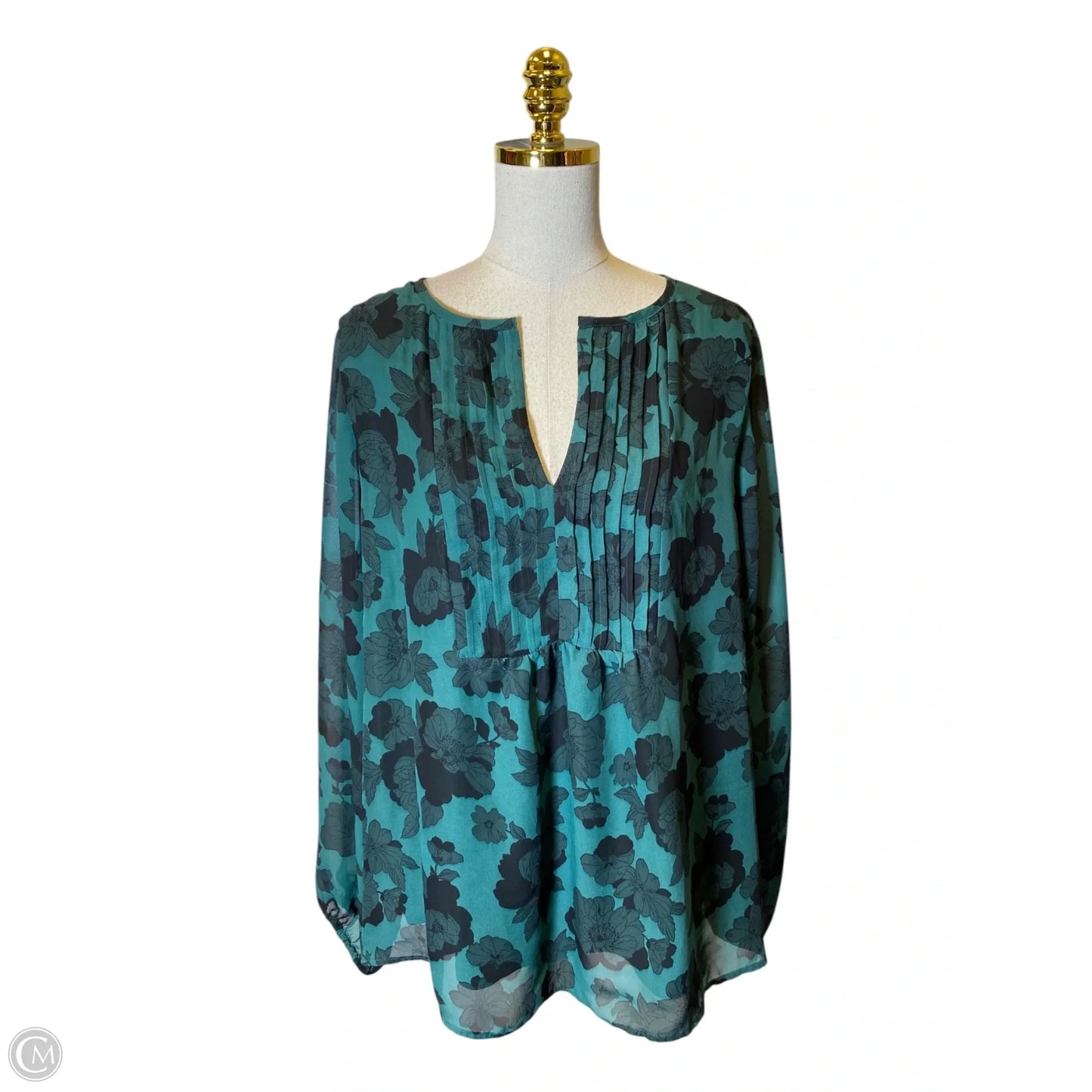 Top Long Sleeve By Lane Bryant In Black & Green, Size: 16