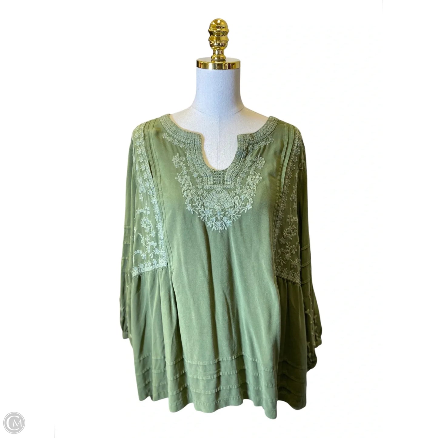 Top Long Sleeve By John Mark In Green, Size: 2x