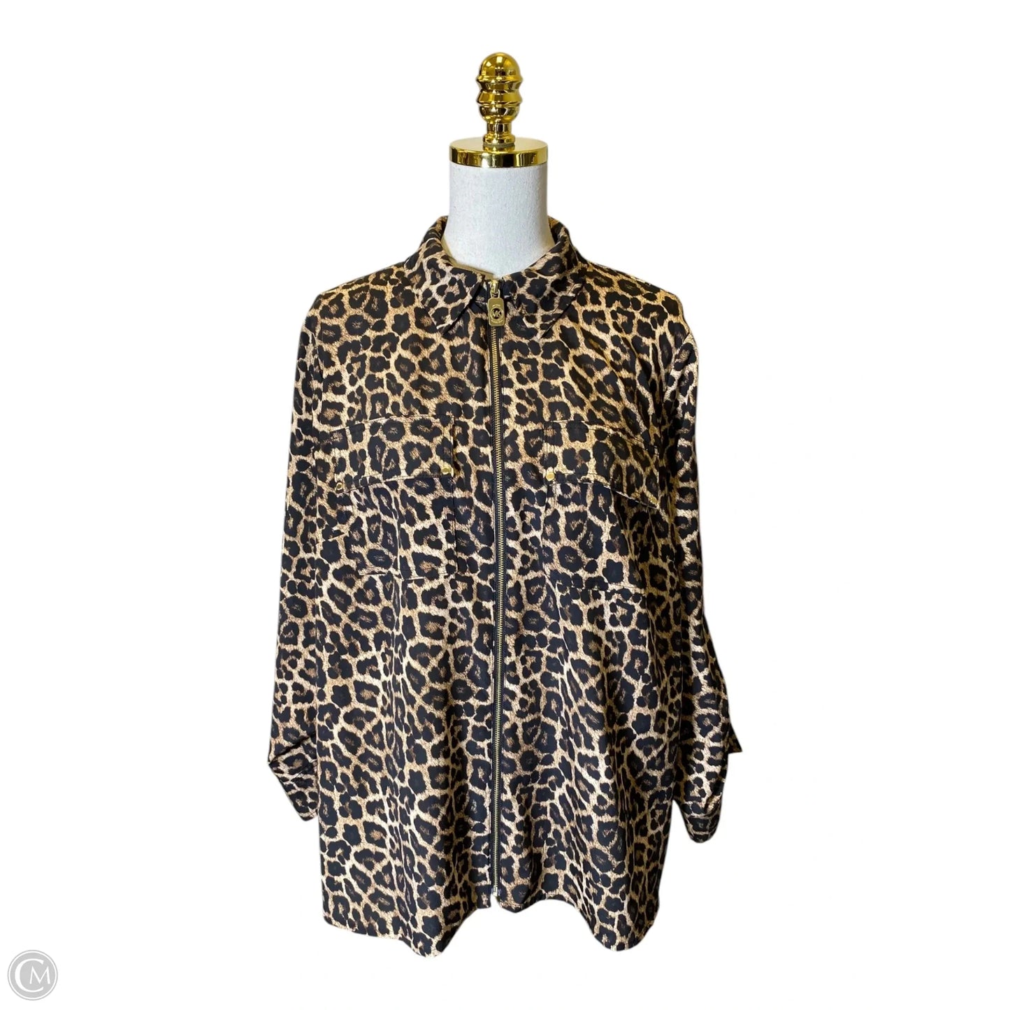 Top Long Sleeve Designer By Michael Kors In Animal Print, Size: 1x