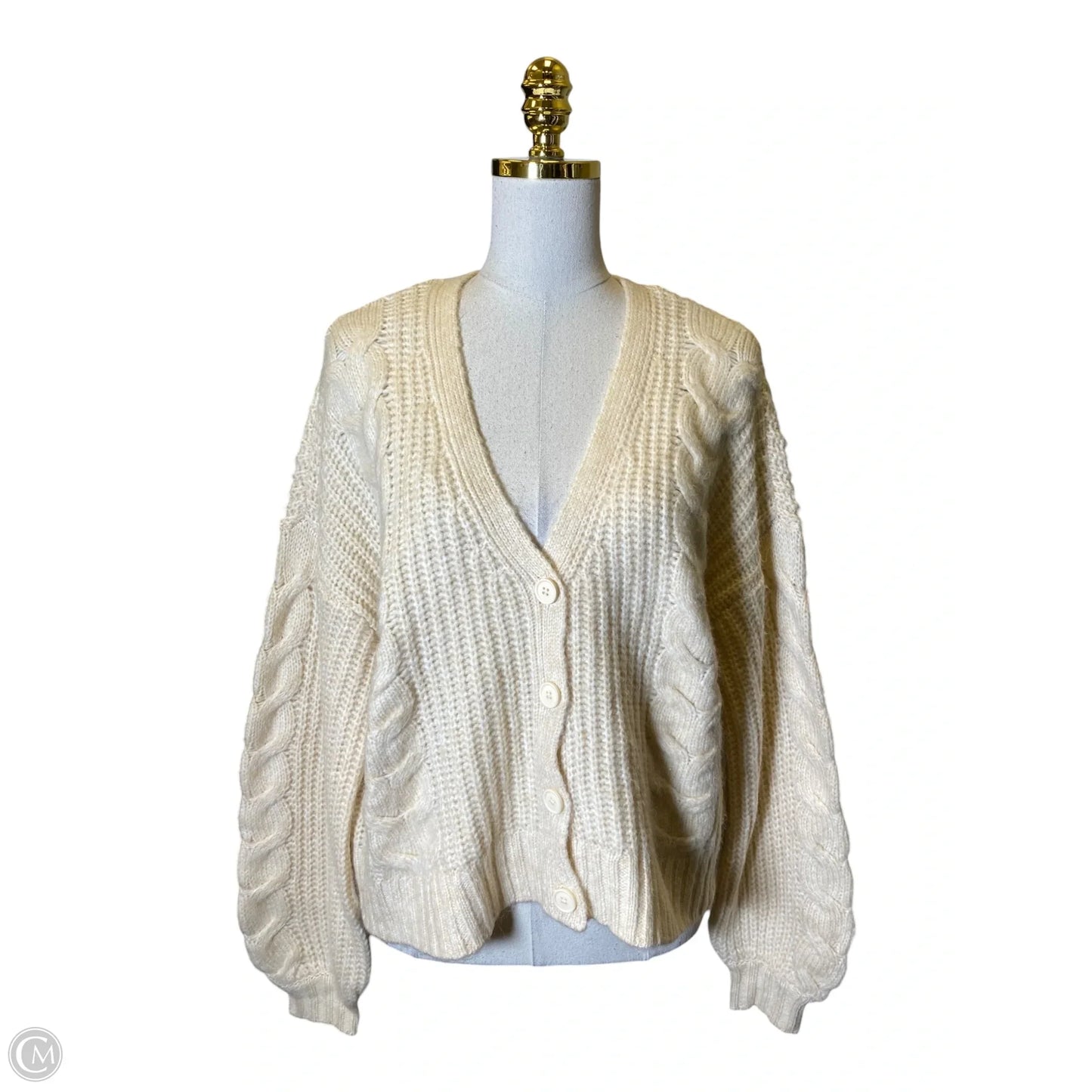 Sweater Cardigan By American Eagle In Cream, Size: M
