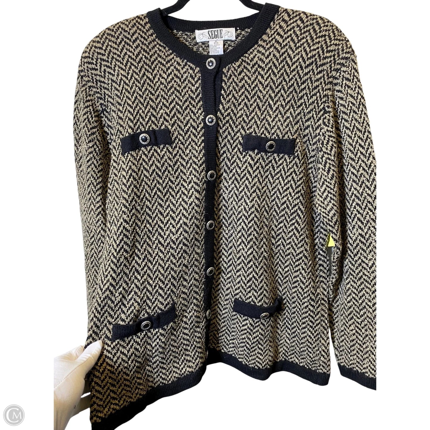 Sweater Cardigan By Clothes Mentor In Chevron Pattern, Size: 2x