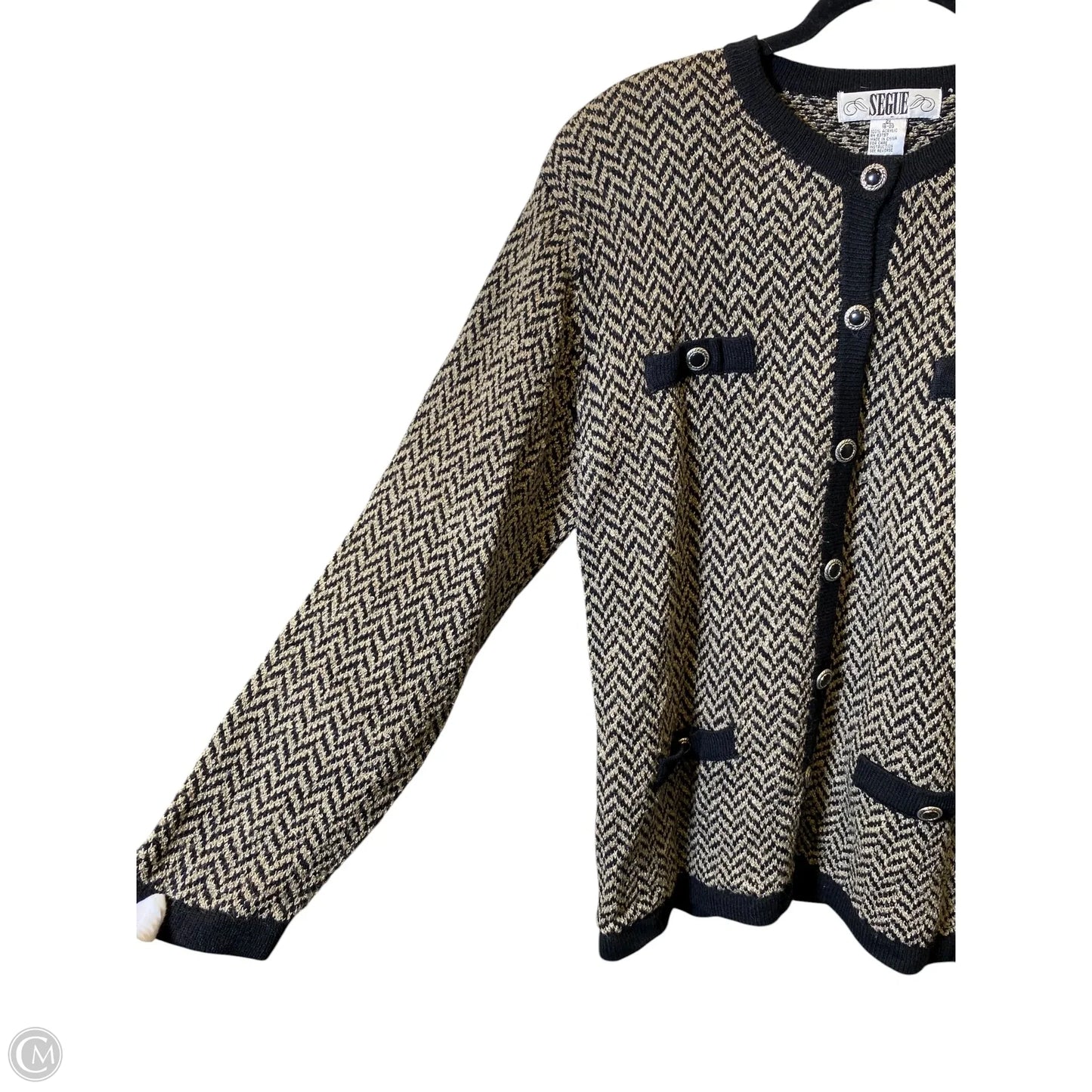 Sweater Cardigan By Clothes Mentor In Chevron Pattern, Size: 2x