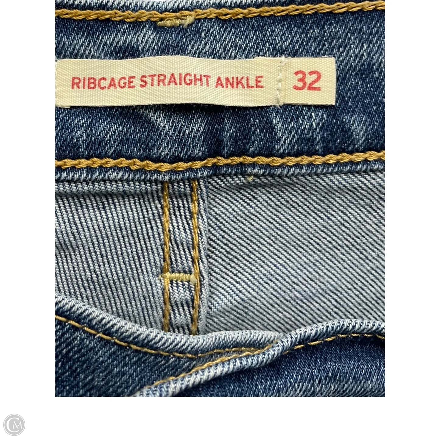 Jeans Straight By Levis In Blue Denim, Size: 14