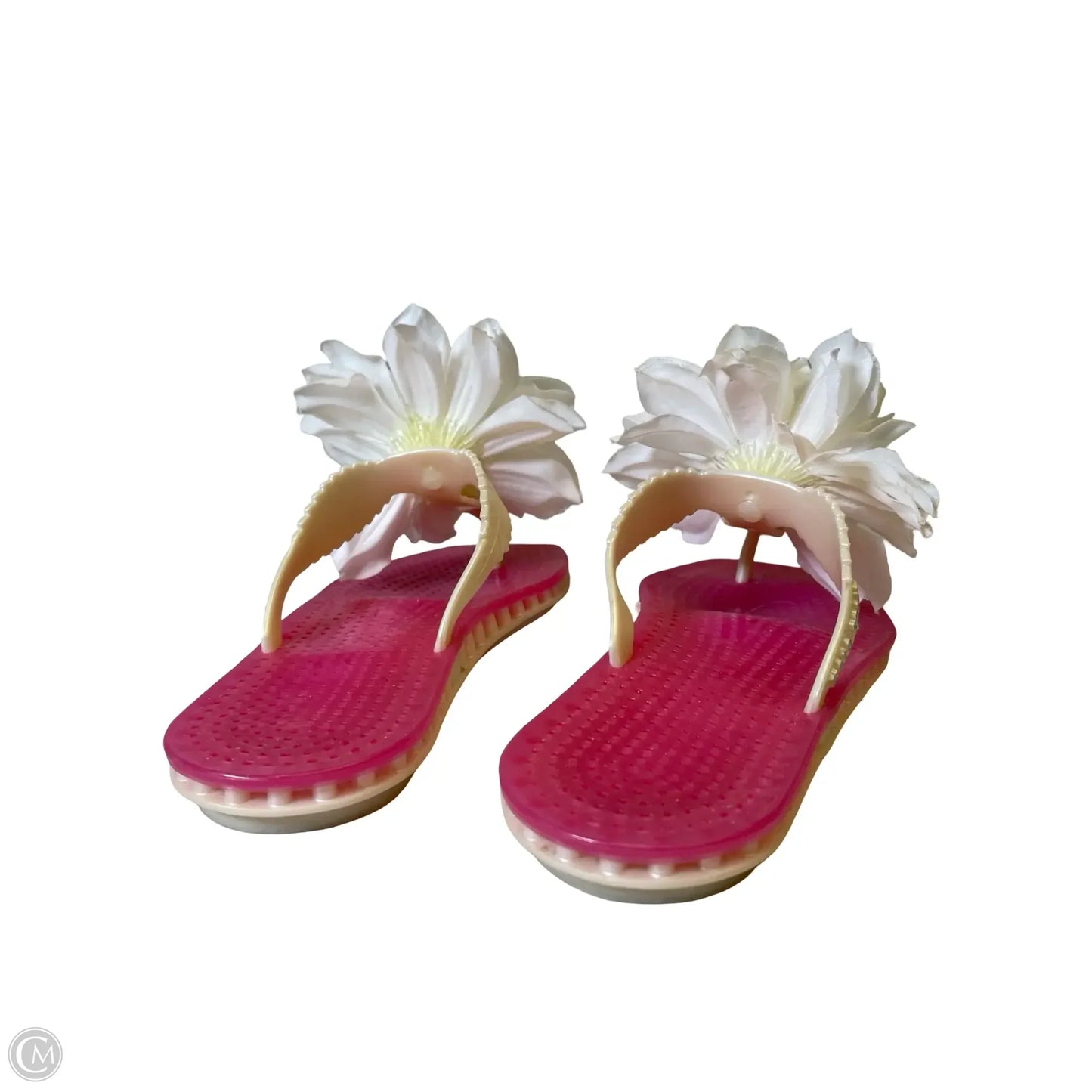 Sandals Designer By Kate Spade In Pink & White, Size: 5