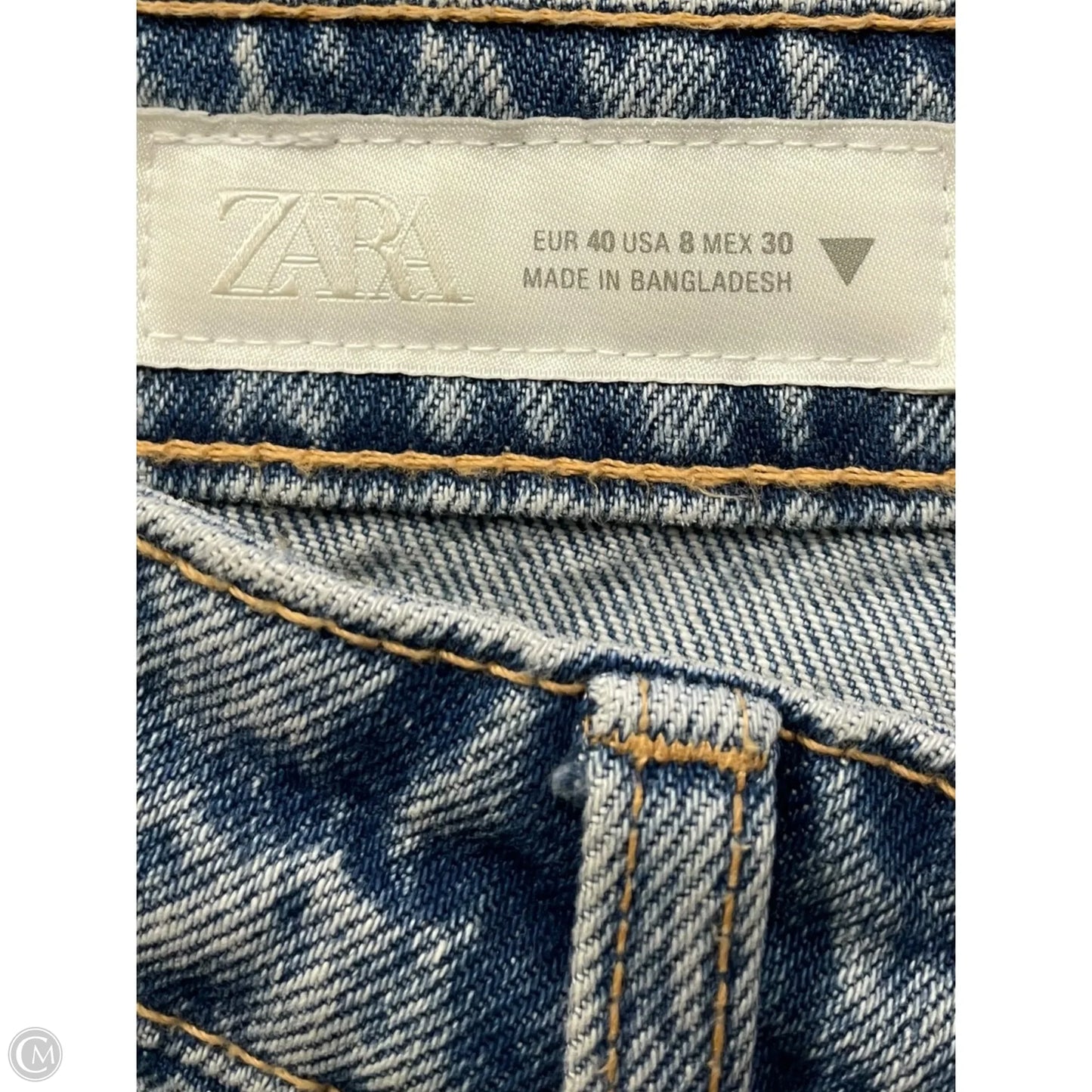 Jeans Straight By Zara In Blue Denim, Size: 8