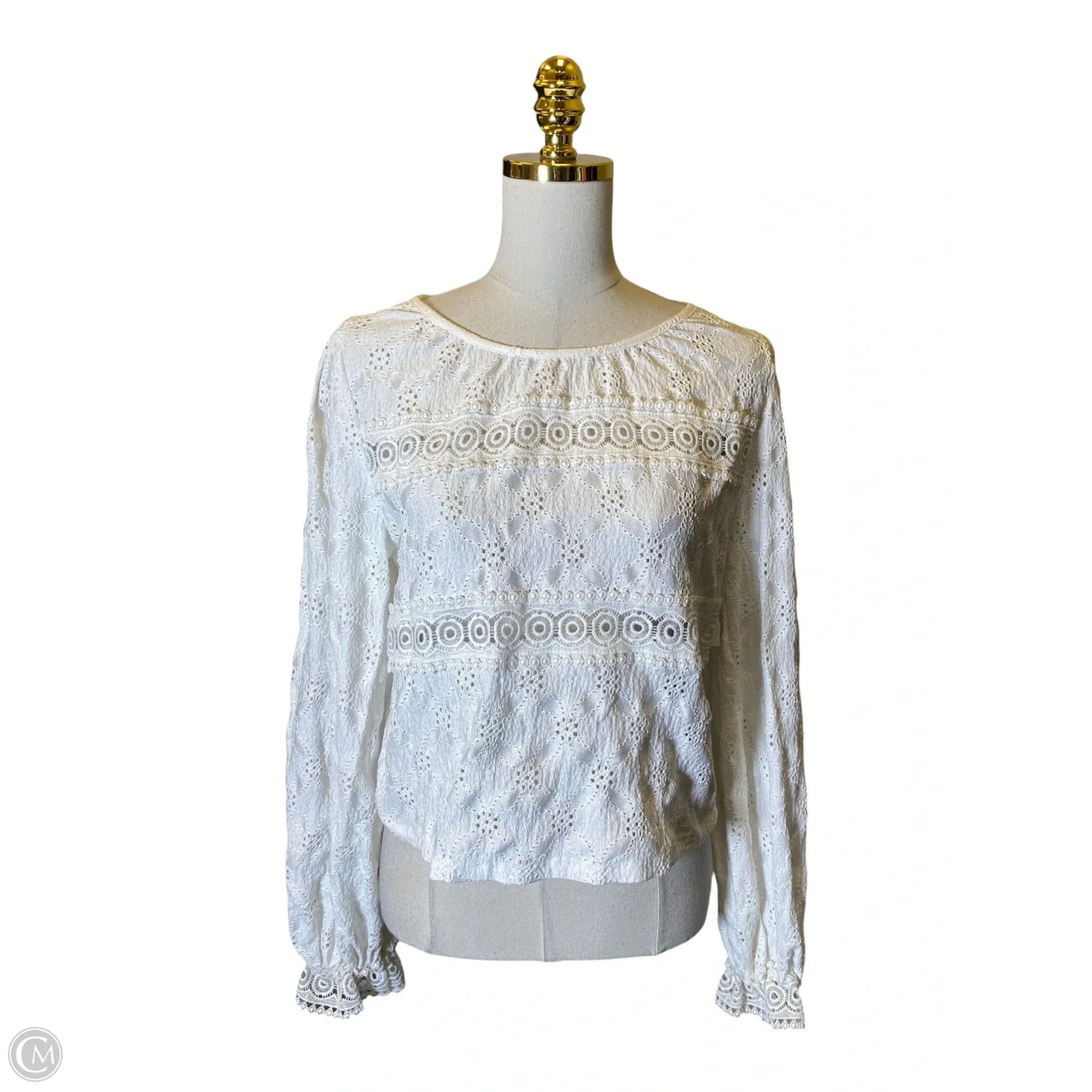 Top Long Sleeve By Zara In White, Size: S