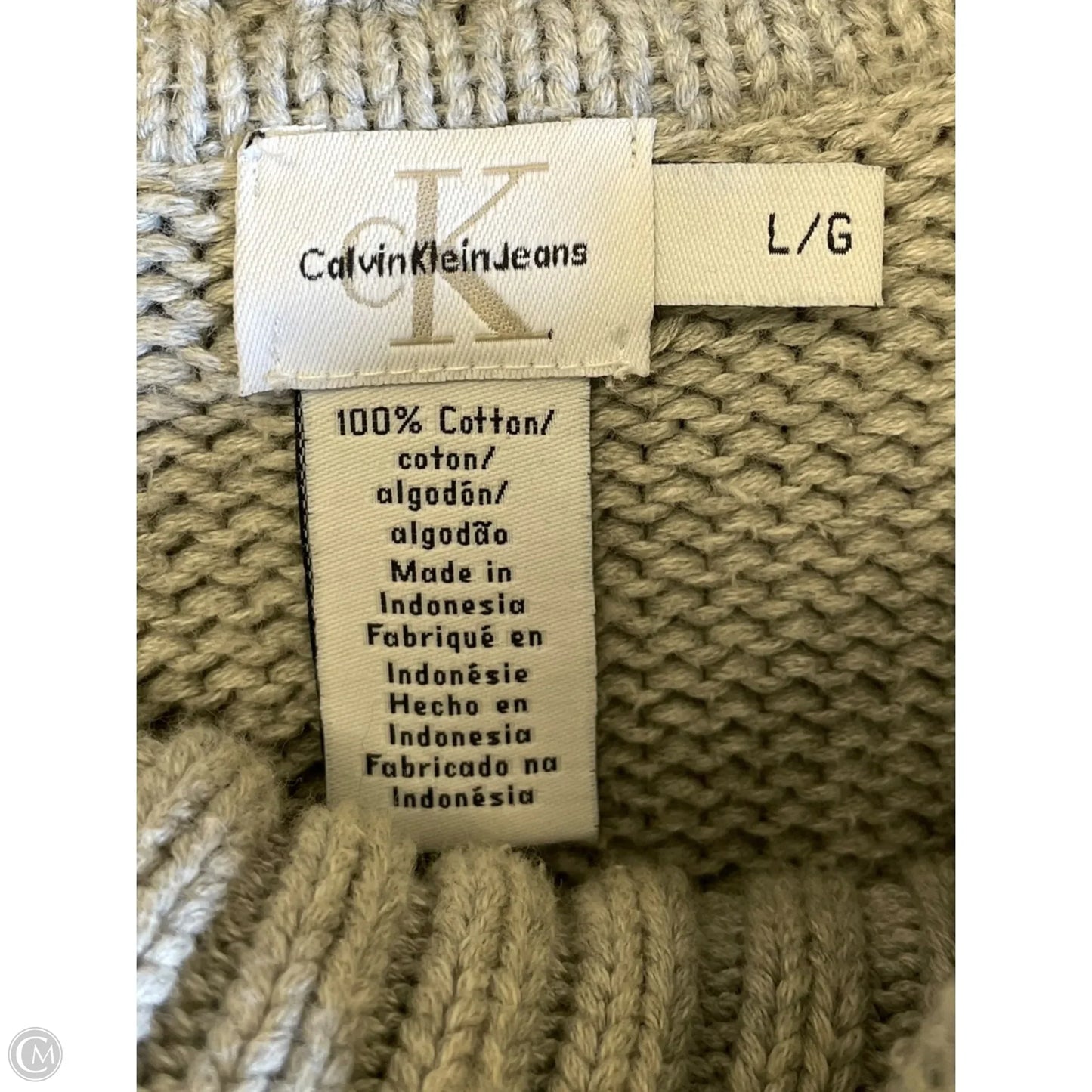 Sweater By Calvin Klein In Grey, Size: L