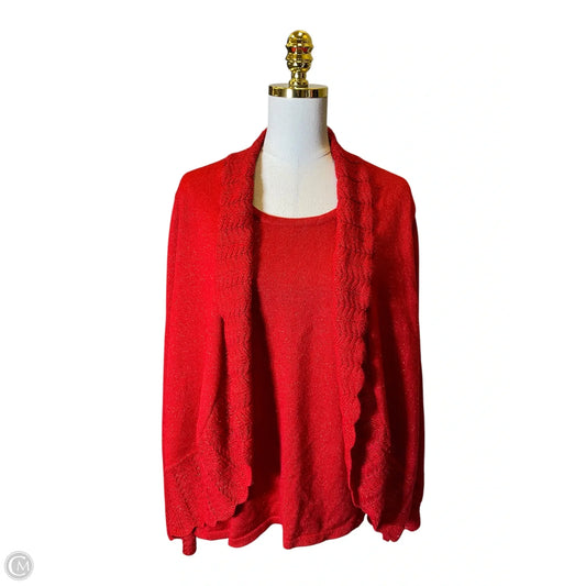 Sweater Cardigan By Rebecca Malone In Red, Size: Xl